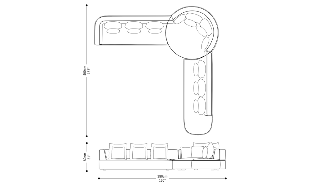 Image of the main dimensions of the product